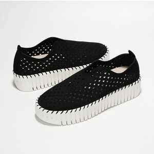 Stylish Black Perforated Women's Sneakers